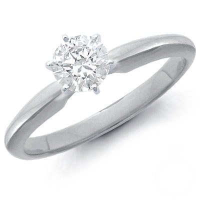 6-PRONG GENUINE DIAMOND SOLITAIRE RING- 3/4CT.18K WHITE GOLD